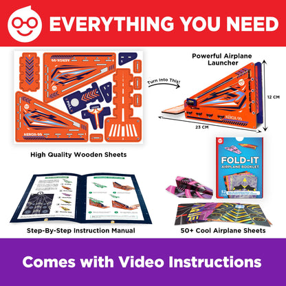 Doctor Jupiter Paper Airplane Book Kit with Launcher for Kids Ages 6+ | Toys for 6,7,8,9,10,11,12 Year Old Boys, Birthday Gift Ideas | DIY Craft Activities, 50+ Paper Airplanes