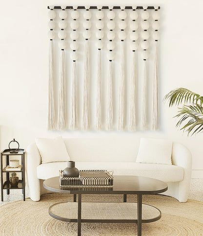 IOWER Large Macrame Wall Hanging Macrame Wall Decor Sphericity Cotton Textile Wall Hanging Boho Wall Decor Art Fiber Yarn Art Handmade 39" Wx39 L