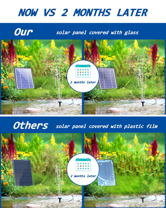 Biling Solar Fountain for Bird Bath, Solar Panel Kit Outdoor Solar Water Pump with 4ft Tubing for Hummingbird Bath, Small Pond and Fish Tank