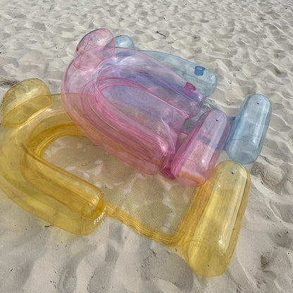 FUNBOY Clear Yellow Mesh Chair 2-in-1 Water Chair with Cooling Mesh and Water Hammock Inflatable Pool Float.