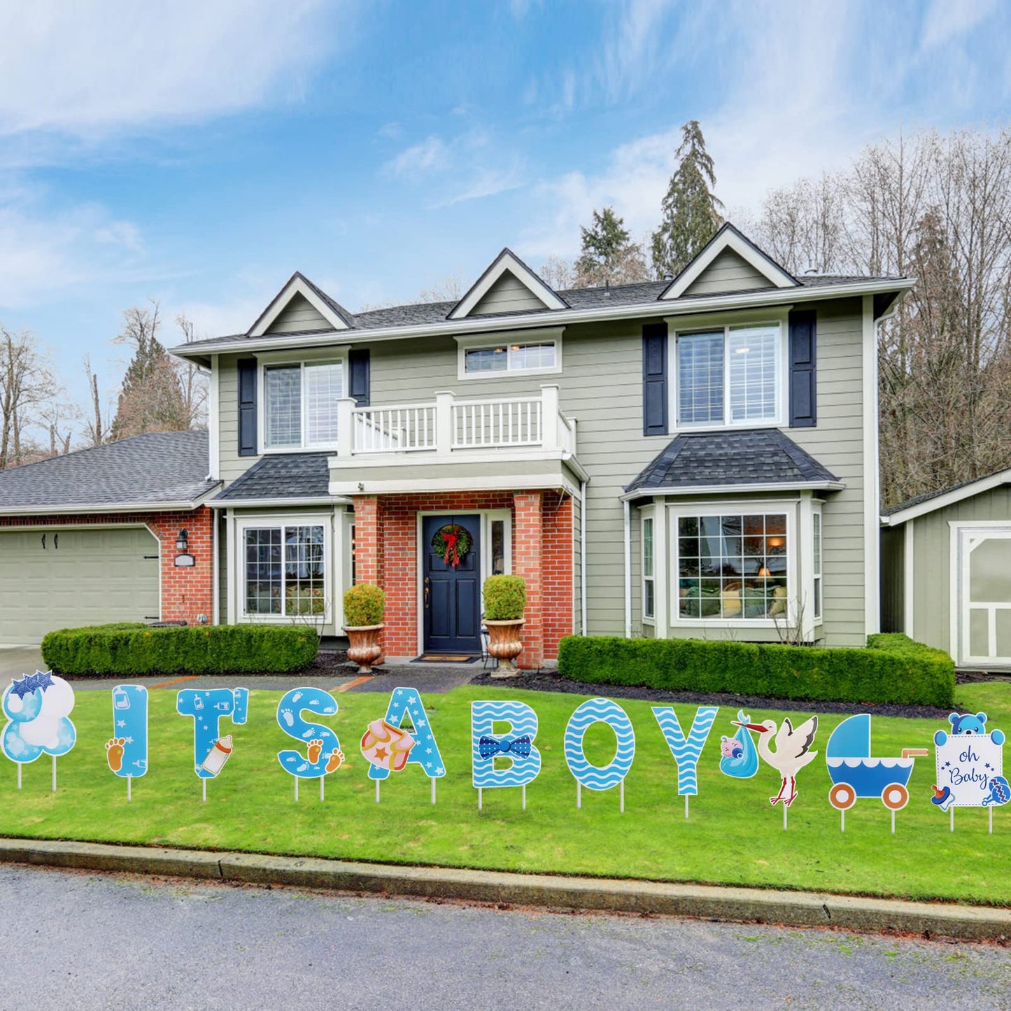 Eyoloty 11 Pcs Large It’s A Boy Yard Signs with Stakes,Blue Baby Shower Gender Reveal Signs Decorations,Welcome Home Baby Sign Waterproof Corrguated Plastic,Not Fade,Outdoor Lawn Garden Party Use