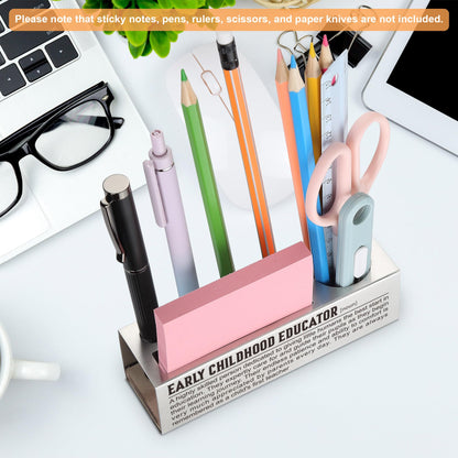 CINRLLA Early Childhood Educator Gifts, Teacher Appreciation Gifts, Teacher Graduation Gifts, Pen Holder for Desk, Pen Holder with Sticky Notes Holder, Office Stationery Organizer, CPA327