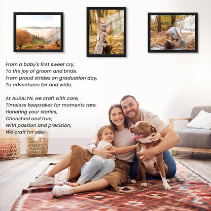 AURALYN Wall Frames 11x17 Picture Frames Set of 3 – Fits 8x12 with Mat or 11x17 Without Mat – Wood Grain, Easy to Hang, Finger-Friendly, Includes Hanging Kit (Black Frames, 3 Pack)