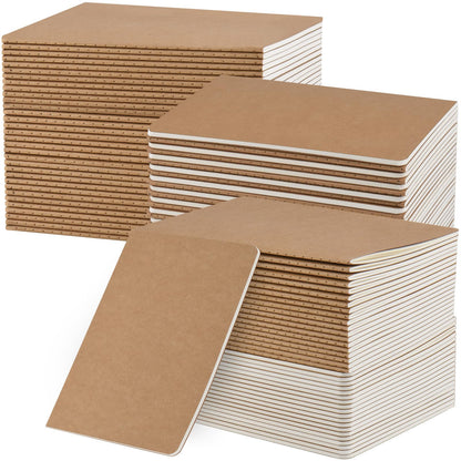 ZCZN 100 Pack A5 Kraft Notebooks Bulk, 8.15x5.5 Inches Lined Paper Journaling Notebooks, Notebooks for Work, Composition Notebooks for School, Journal Notebooks for Office, 60 Pages