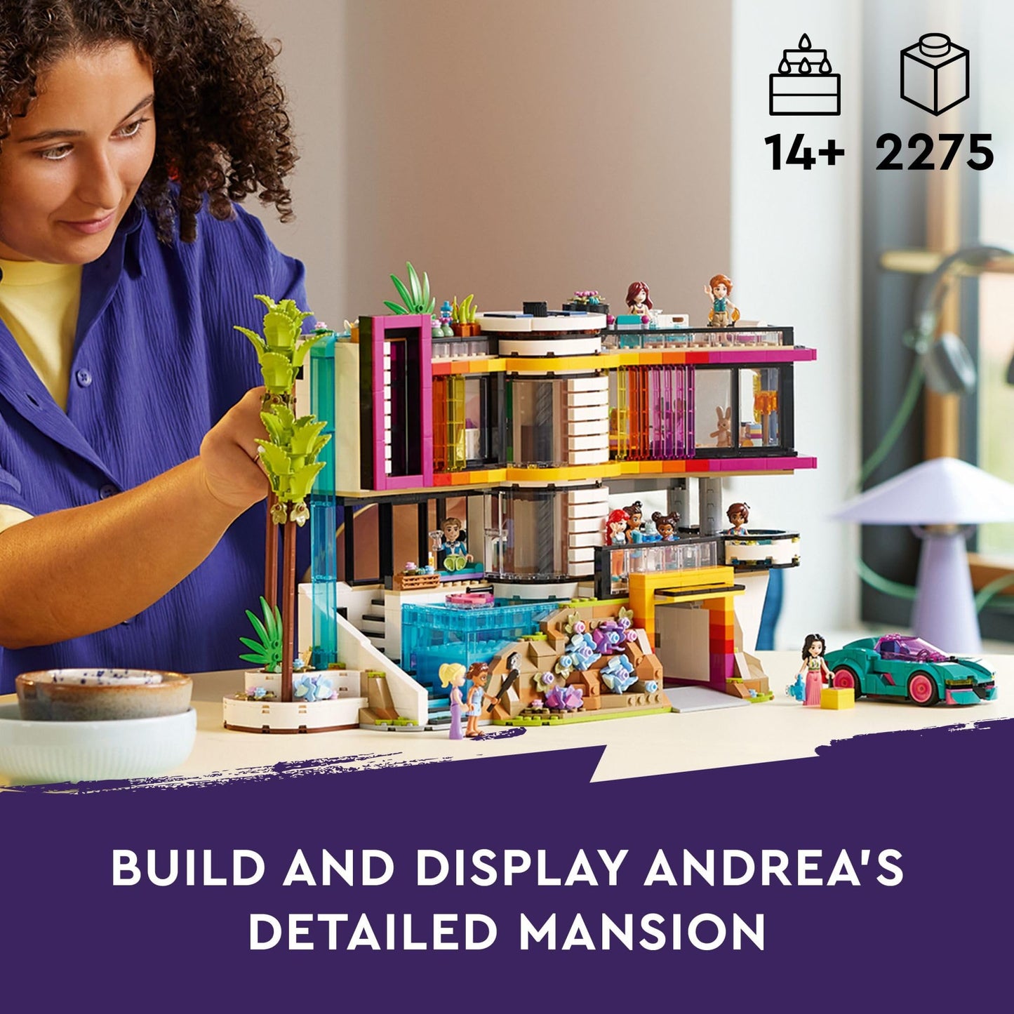 LEGO Friends Andrea's Modern Mansion Doll House - Gift for Christmas - 4 Story Toy House Building Toy Set for Kids, Girls and Boys, Ages 14+ - Includes 11 Characters - 42639