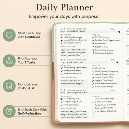 2026 Planner, Daily Journal & Gratitude Journal All-In-One with To Do List, Self Care Prompts & Habit Tracker - 5.8 x 8.3 - Morning