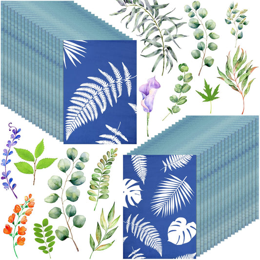 Eersida 60 Sheets Sun Print Paper Kit Cyanotype Paper High Sensitive Nature Solar Activated UV Sun Printing Art Drawing Tool for Arts Crafts DIY Project(5.8 X 8.3 Inch,Light Color)