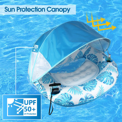 COOLCOOLDEE New Upgraded Pool Chair Float with Shade,XL Pool Floats for Adults Heavy Duty,Inflatable Pool Chair Lounge Float with Cup Holder & Backrest for Pool,Lake,Beach