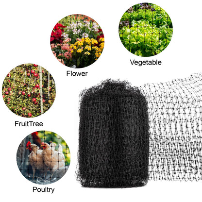 NONMON Bird Netting 5 x 100 FT Heavy Duty Garden Netting Deer Fence Netting Pest Barrier for Protect Fruit Trees, Plants and Vegetables Against Birds, Deer, Squirrels, Black