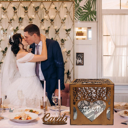 OurWarm Wedding Card Box with Acrylic Window, Wooden Gift Card Box for Wedding Decorations for Reception, Rustic Brown Wood Money Keepsake Boxes for Wedding Decor Baby Shower Birthday Graduation Party