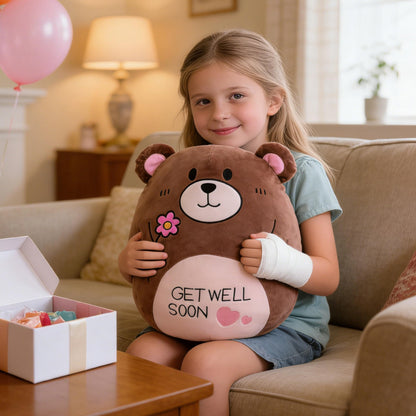 AmyToo 14.5“ Get Well Soon Teddy Bear Plush Pillow Soft Teddy Bear Stuffed Animal Body Pillow Gifts for Kids Girls and Boys After Surgery