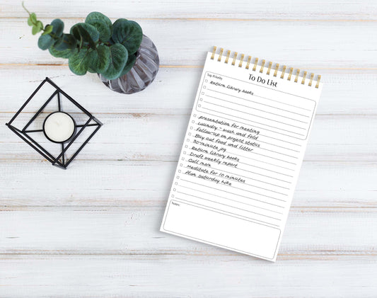 Better Office Products To Do List Mini Notepads, 5.5" x 8.5", Planning Note Pads, 50 Sheets Per Pad, Double Wire Spiral, Daily Agenda Productivity Checklist Organizer (6 Pack)
