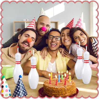 Funtery 12 Set Bowling Lovers Gifts for Men Women 25 oz Reusable Bowling Pin Plastic Water Bottles with Straws and Lids Sports Fans