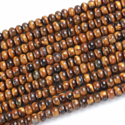 5x8mm 76pcs Natural Yellow Tiger Eye Stone Rondelle Spacer Loose Beads Abacus Disk Stone Round Loose Gemstone Beads for Jewelry Making DIY Bracelet Necklace