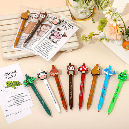 Landical 32 Set Positive Animal Pens Graduation Gift Bulk Cute Funny Pen with Inspirational Card Employee Appreciation Gift for Office Coworker Staff Teacher Student Classroom Teacher Nurse