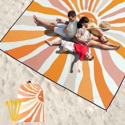 WIWIGO Beach Blanket Waterproof Sandproof Beach Mat 79" X 83"/10'x9'for 2-8 Adults Quick Drying Outdoor Picnic Mat Beach Accessories for Travel, Camping, Hiking