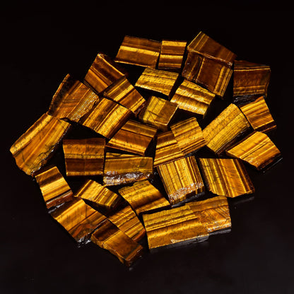 Natural Tiger Eye Raw Slice Gemstone- Healing Crystals for DIY Jewelry Making -Loose Natural Cabochon -Perfect for Crafting Unique Jewelry Designs (5 pcs, 25-35 mm)