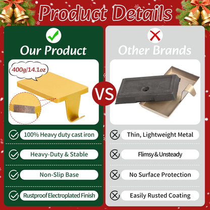 Palonu 2Pcs Gold Christmas Stocking Holders, Heavy Duty Mantle Hangers Cast Iron Hanging Hooks with Non-Slip Pad,Christmas Ornaments Xmas Holiday Decoration Shelf Window Fireplace Mantel Decor