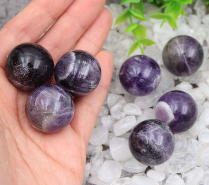 Nature Wonders Crystal Ball Sphere Amethyst (Deep Violet) 7 Spheres 1”, 24-26mm for Reiki, Energy Healing, Meditation, Palm Stones, TouchStones