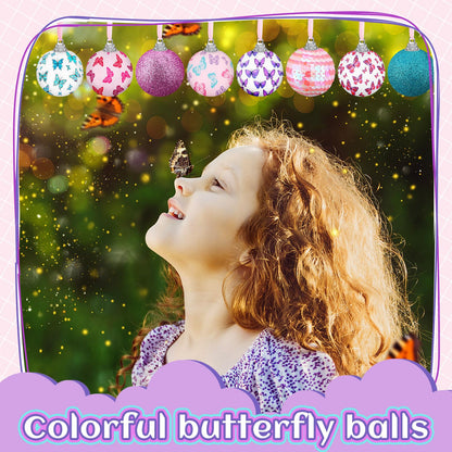 Zeyune 16 Pcs 1.97 Inch Spring Tree Ornaments Summer Butterfly Decorations for Small Tree Hanging Seasonal Holiday Balls Ornaments