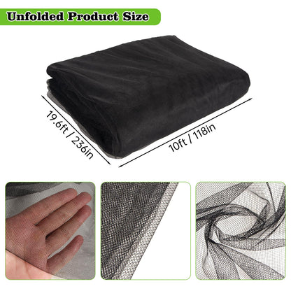 20 x 10 Ft Mosquito Netting for Garden Patio, Breathable Mesh Net for Bird and Insect Protection, Plant Cover for Vegetables, Fruits and Flowers, 3x6m Black