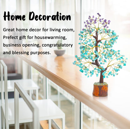 Crocon® Amethyst & Amazonite Tree of Life for Positive Energy feng Shui Tree, Fake Bonsai Tree, Crystals and Healing Stones, Money Tree, Room Decor Stone Tree, Healing Crystals, Spiritual Gifts