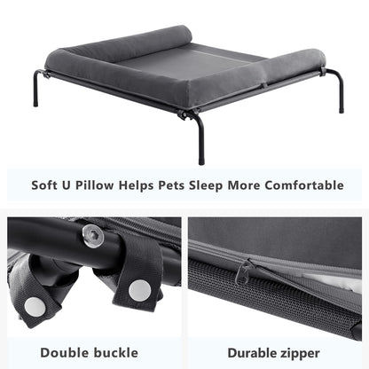 WESTERN HOME Cooling Elevated Dog Bed for Large Dogs, Portable Indoor & Outdoor Raised Dog Bed with Breathable Mesh, Chew Proof Pet Hammock Cots with Removable and Waterproof Bolsters