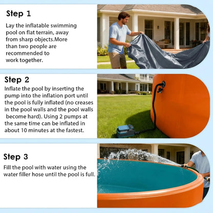 IPOOLGO ‌Extra Large Inflatable Pool, 10.2ft X 48in Extra Large and Thickened Family Inflatable Pool, Suitable for Summer Outdoor Water Party Use.Inflatable Pump and Sand Filter Pump Not Included.