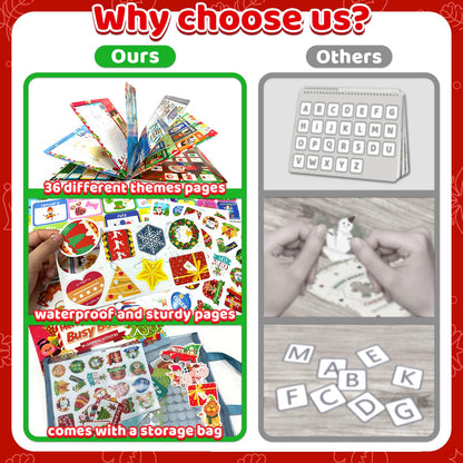 HomSeon Christmas Busy Book for Toddlers 3-5 Montessori Toys Preschool Learning Activities, for Toddlers Book Autism Sensory Educational for Kids Ages 2-4