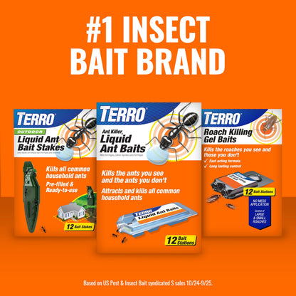 TERRO Ant Killer Bait Stations T300B - Liquid Bait to Eliminate Ants - Bait System - 12 Count Stations for Effective Indoor Ant Control