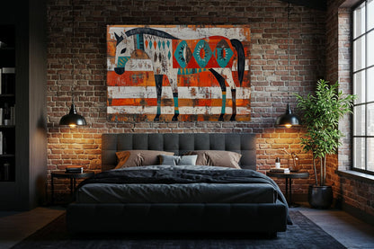 Arizona Canvas Prints Small to Extra Large - Sonoran Desert Landscapes Dining Room, Bedroom, Bathroom, Living Room - Saguaro Cactus Wall Art (Painted Desert Mustang, 24"L x 36"W)
