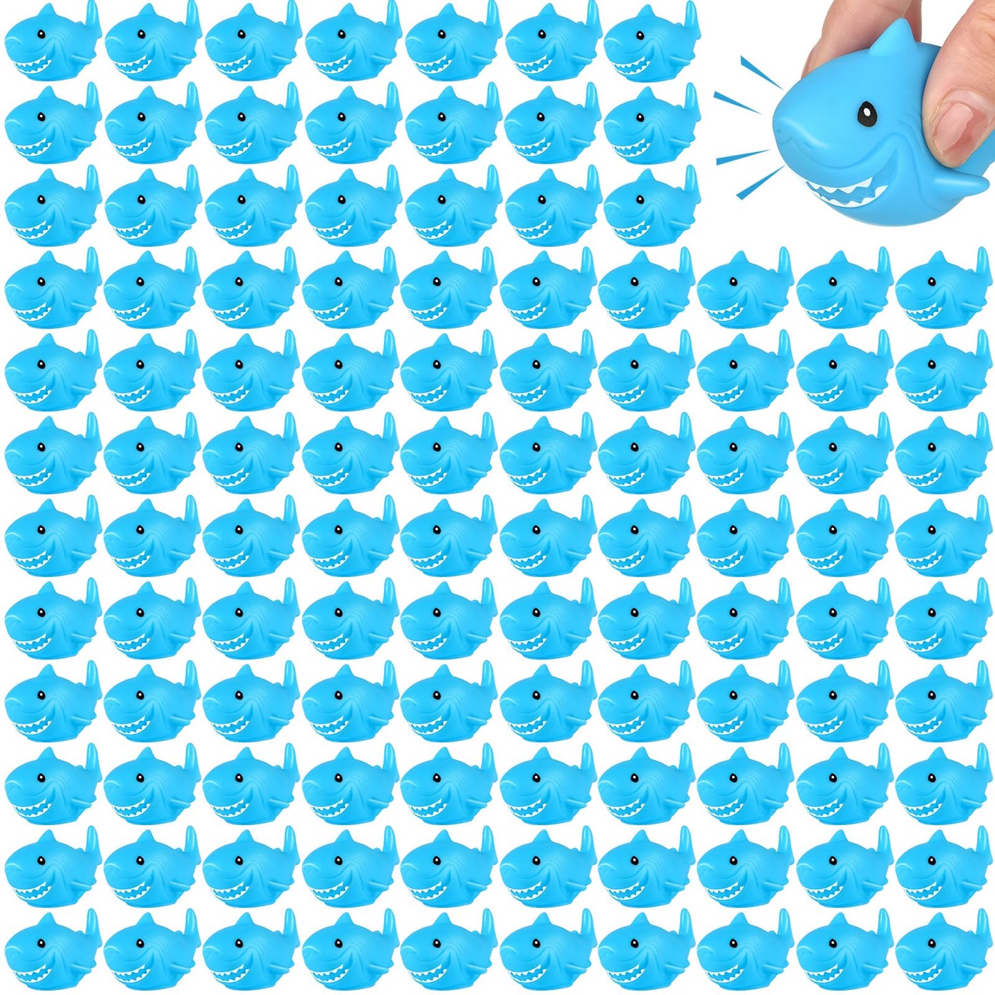 Mototo 120 Pieces Rubber Shark Toys Bulk, Cute Bath Squishy Toys Small Swimming Bathtub Pool Kids Play for Shark Week Themed Box Goodie Bags Treasure Hunt Carnival Cruise Birthday Party Favor, Blue