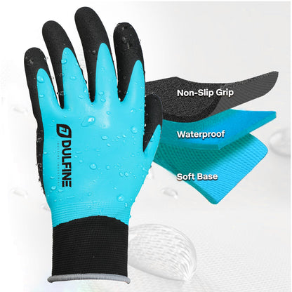 DULFINE Waterproof Work Gloves for Men and Women,3 Pairs PackTouch Screen Rubber Coated Non-slip Garden Gloves, Outdoor Construction(Large)
