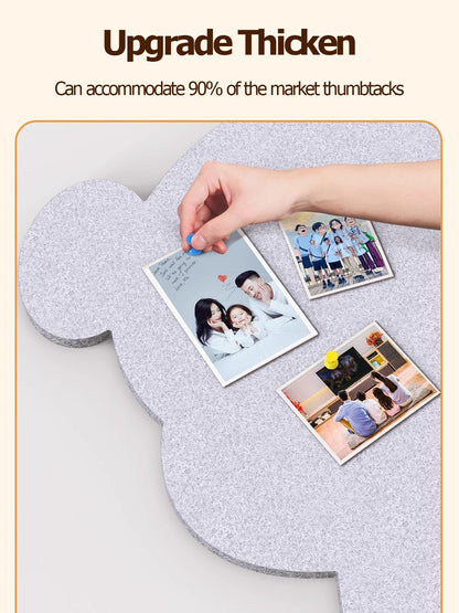 Bear Shaped Felt Wall Tiles Picture Display Board Decorative Creative Wall Aesthetic Photo Holder Bulletin Panel 31.4 * 47.2'' (Gray-Left)