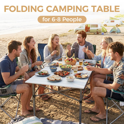 KingCamp Aluminum Camping Table Foldable, Large 53.5" Roll Up Camp Table Folding Seamless Tabletop Heavy Duty Duck Hunting Camping Tables Metal Portable Outdoor Collapsible for RV BBQ Picnic Hunting