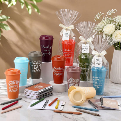 Willinglong 60 Pcs Employee Appreciation Gift Set, Including 16oz Thank You Tumblers Notebooks Ballpoint Pens and Bags Holiday Gifts for Office Colleagues, Teachers and Team(Difference,Vibrant Color)