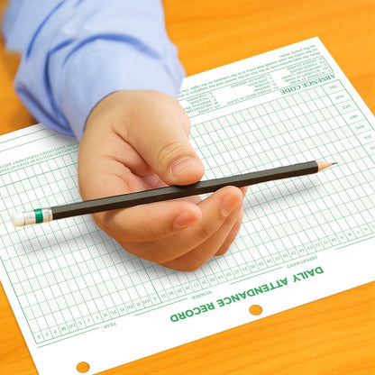 LemonSecret 100 Pcs Daily Attendance Card, Attendance Record Book Tracker 8.5 x 11 Inch, 2026 Daily Calendar Cards 3 Hole Employee Work Books Employee History Record Green Letter Size