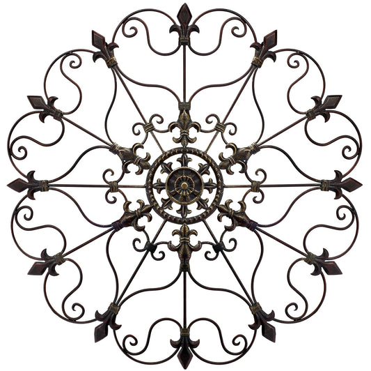 Yun&Lin Crafts Metal Solid Mounted Medallion Hand-painted Wall Decor 30"x30", Large Metal Home Wall Art for Indoor and Outdoor Settings, Vintage Christmas Decorations, Holiday Wall Decorations, Christmas Wall Art