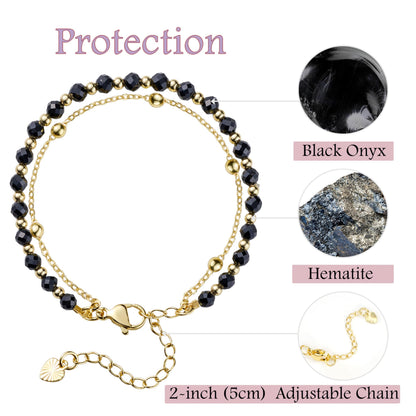 Farfume Black Onyx Crystal Bracelet Beaded Bracelets for Women 4mm Natural Stone Beads Gemstone Handmade Jewelry Valentine's Day Gifts