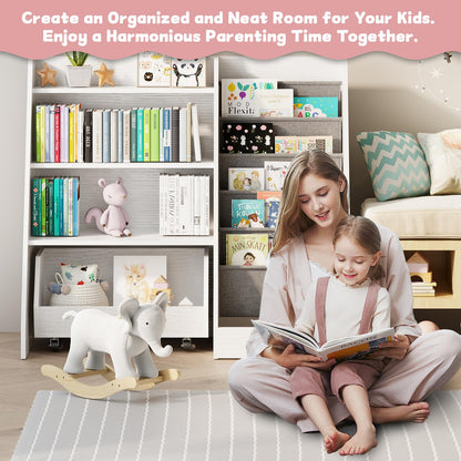 COZPAW Kids Bookshelf and Toy Storage, 4 Tier Toddler Bookshelf with Movable Drawer (White)