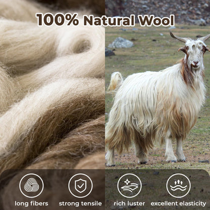 jxgzyy 100% Wool Area Rug 5'×7', All-Natural Plateau Wool Carpet with Cotton Backing, 0.28'' Low Pile Non-Shedding Modern Minimalist Style for Bedroom Living Room and Home Office, Solid Brown