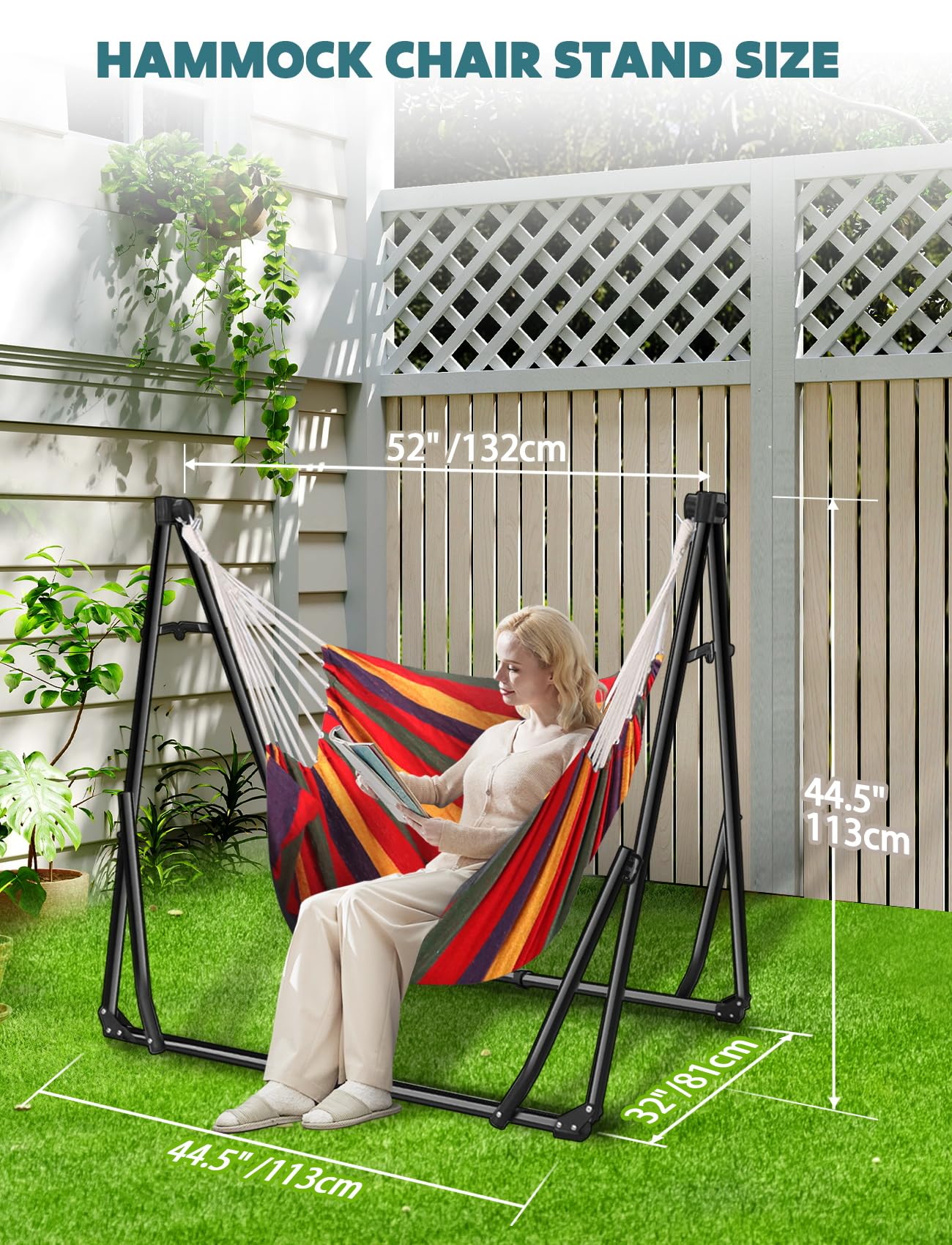Anyoo 2 in 1 Hammock and Swinging Chair with Collapsible Steel Stand & Carrying Case,Portable & Adjustable,Easy Set Up for Outdoor,Indoor,Porch Swing,Patio,Garden,Camping Trip