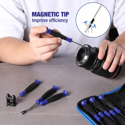 WORKPRO 10-Piece Precision Screwdriver Set with Pouch, Magnetic Small Screwdrivers with Phillips, Slotted, Torx Star, Mini Screwdriver Repair Tool Kit for Eyeglass, Watch, Computer, Laptop, Phone