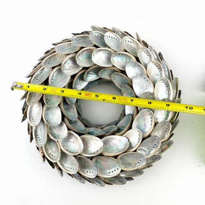 Heyiwell 10" Inch Abalone Shell Wreaths for Wedding Beach Home Wall Art Indoor Outdoor Front Door Decor