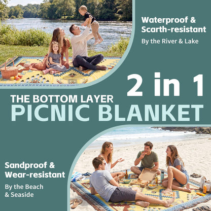 2 in 1 Extra Large Camping Blanket Outdoor Picnic Yoga Mat Lightweight Car Essential Roadtrip Gadget Rv Accessories Glamping Tent Gear Must Haves Hiking Stuff Backpacking Necessities Women Beach Gift