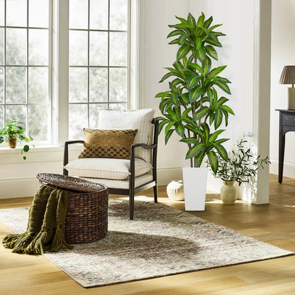 Arborus 6FT Tall Artificial Dracaena Tree, Lifelike Faux Indoor Fake Floor Plant with White Pot, Faux Tree for Home Office Living Room Entryway Décor