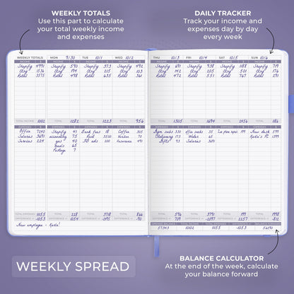 Clever Fox Income & Expense Tracker Large – Accounting & Bookkeeping Ledger Book for Small Business – 2-Year Record Notebook, A4 (Lavender)