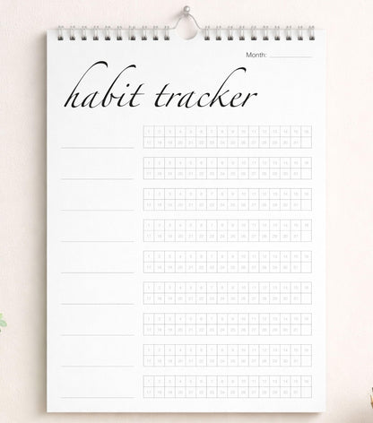 Habit Tracker Calendar (Undated 12 Month) with Silver Spiral Bound and Hanger, 7"x10" Habit Planner, Daily Weekly and Monthly Habit Tracker Journal, Habit Calendar, Colorful Layout.