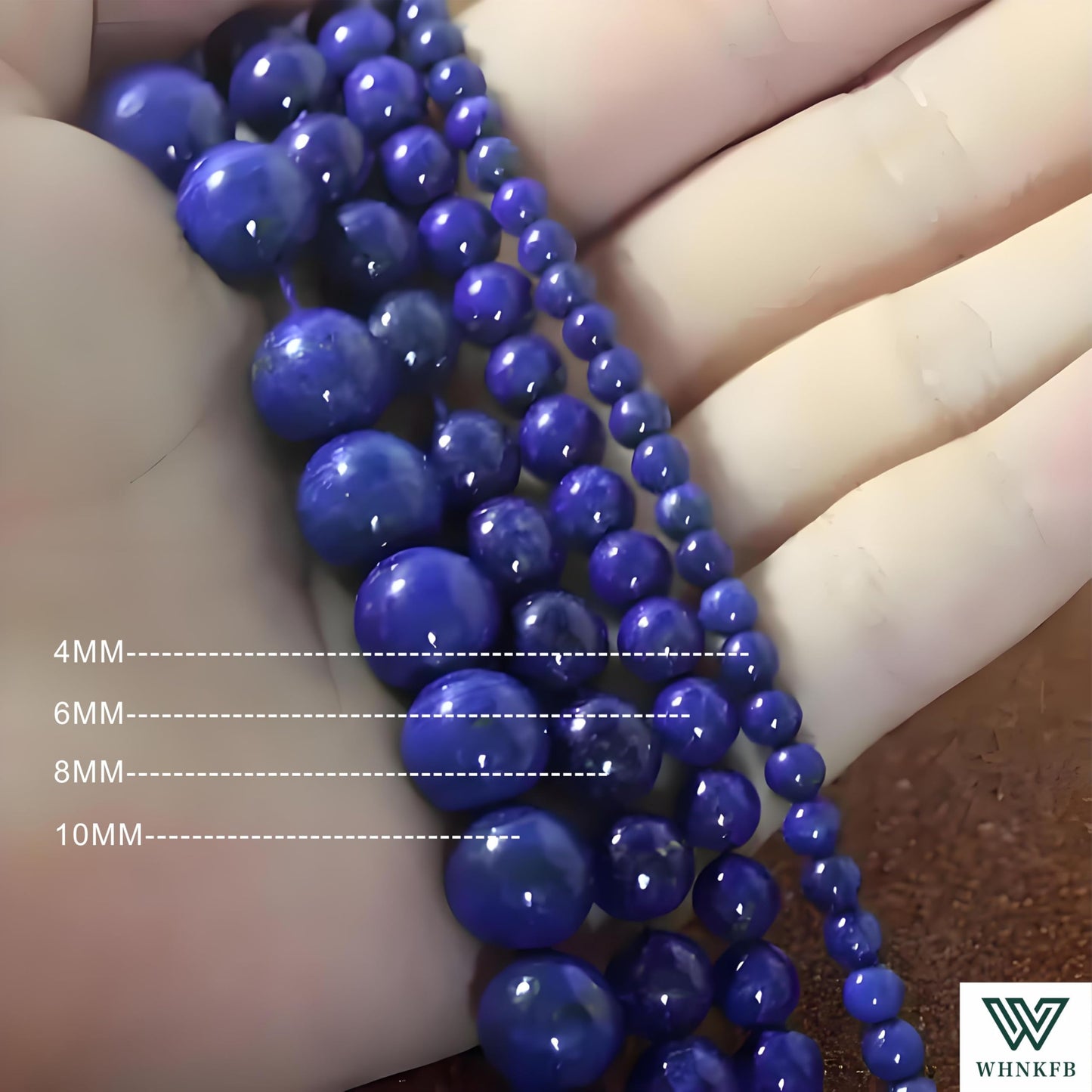 WHNKFB 6mm 100PCS Natural Lapis Lazuli Round Beads, Deep Blue Pyrite-Flecked Loose Gemstone Beads for Jewelry Making Craft - 4mm 6mm 8mm 10mm Options with Free Elastic Cord