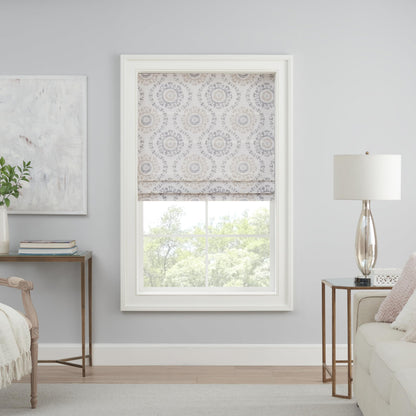 Waverly Adonis Medallion 100% Blackout Roman Shade, Cordless and Noise Reducing Window Shade for Privacy, Thermal Window Treatments for Energy Saving Benefits, 23 in Wide x 64 in Long, Natural